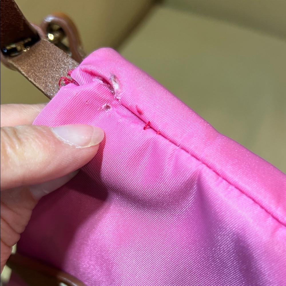 Dooney & Bourke Pink Nylon Bag Purse with Leather Handles and Crossbody Strap - Picture 12 of 15